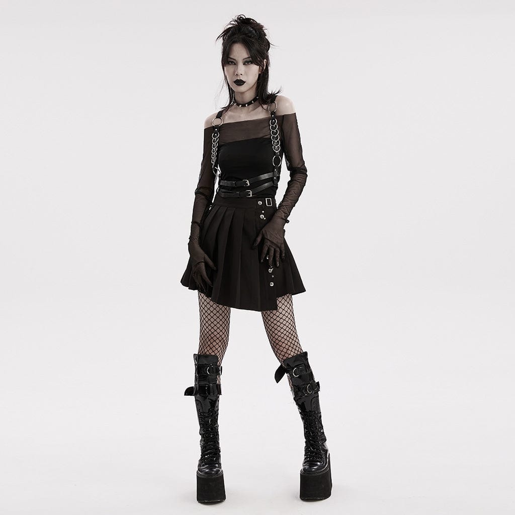 Punk-Doppelschulter-Geschirr aus Kunstleder für Damen - Gothic Shop