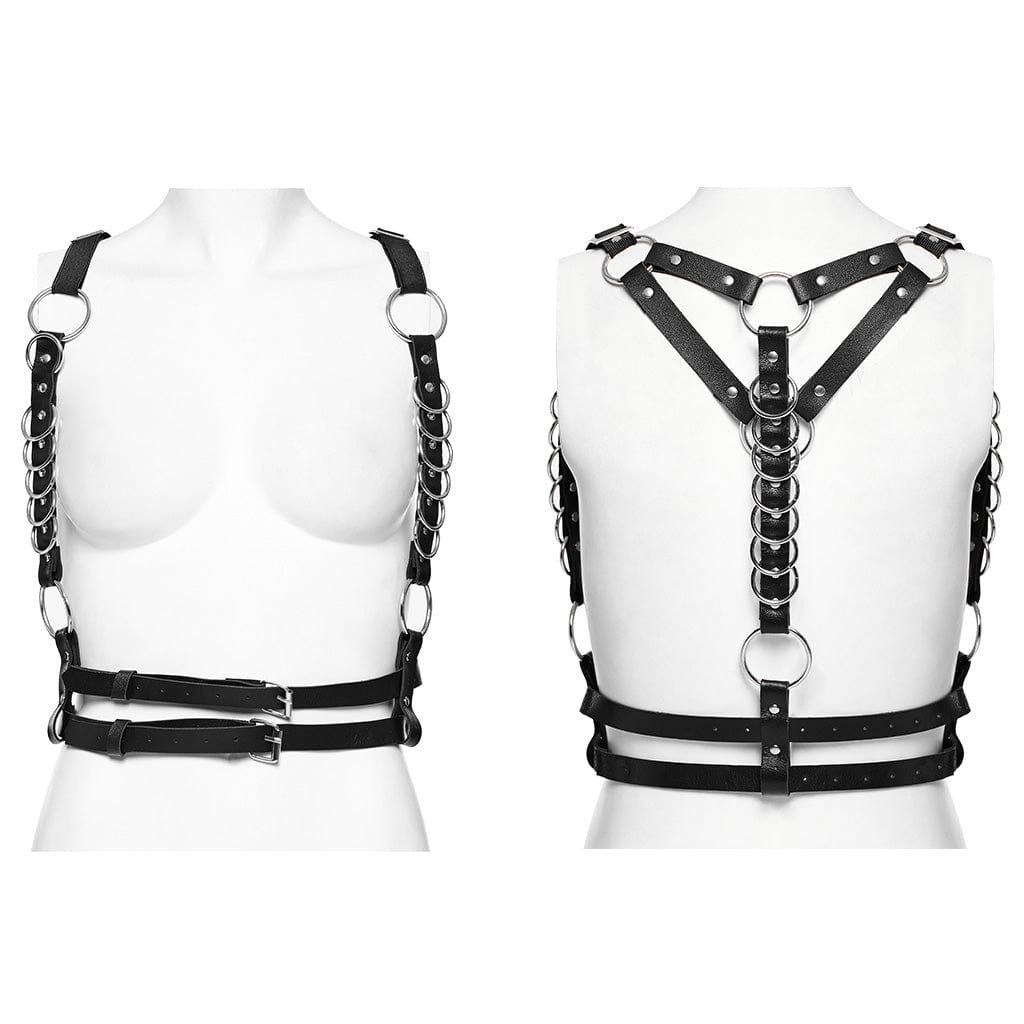 Punk-Doppelschulter-Geschirr aus Kunstleder für Damen - Gothic Shop