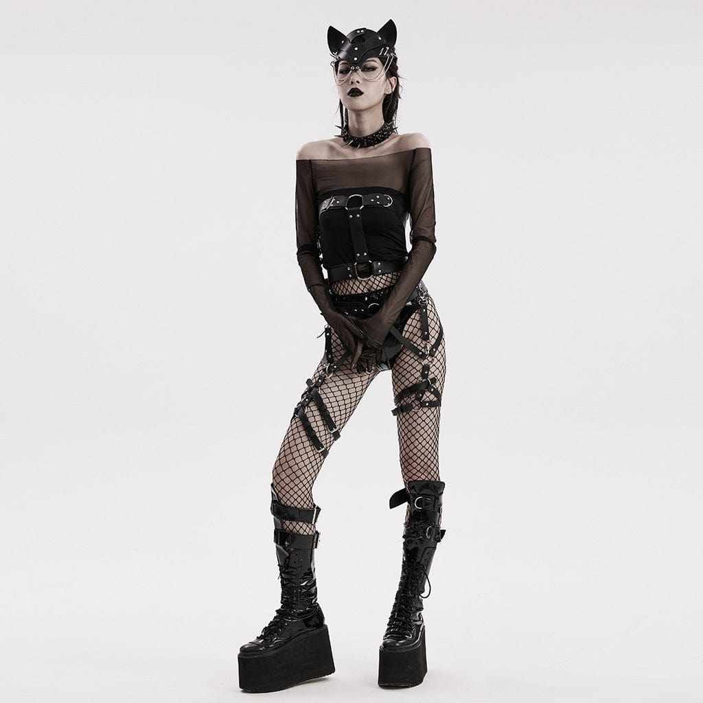 Punk-Taillen- und Beingeschirr aus Kunstleder für Damen - Gothic Shop