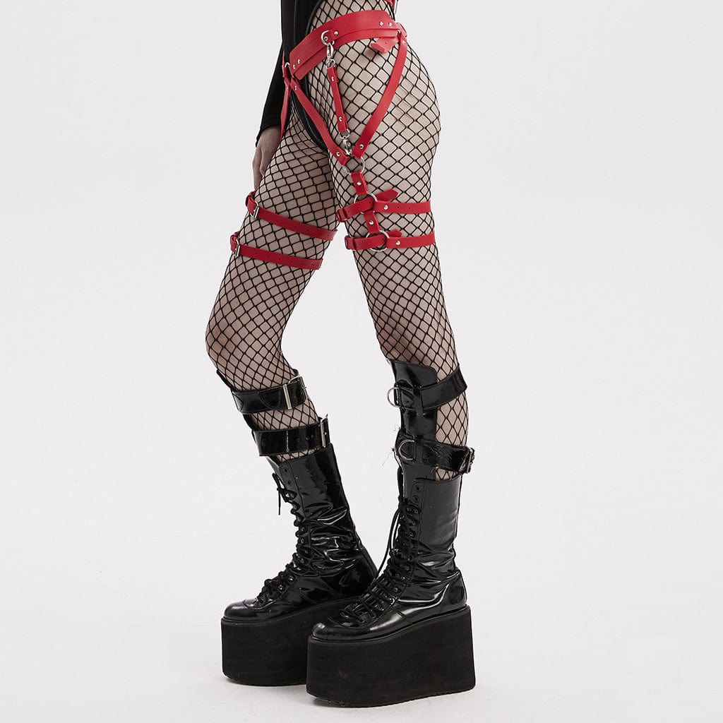 Punk-Taillen- und Beingeschirr aus Kunstleder für Damen - Gothic Shop