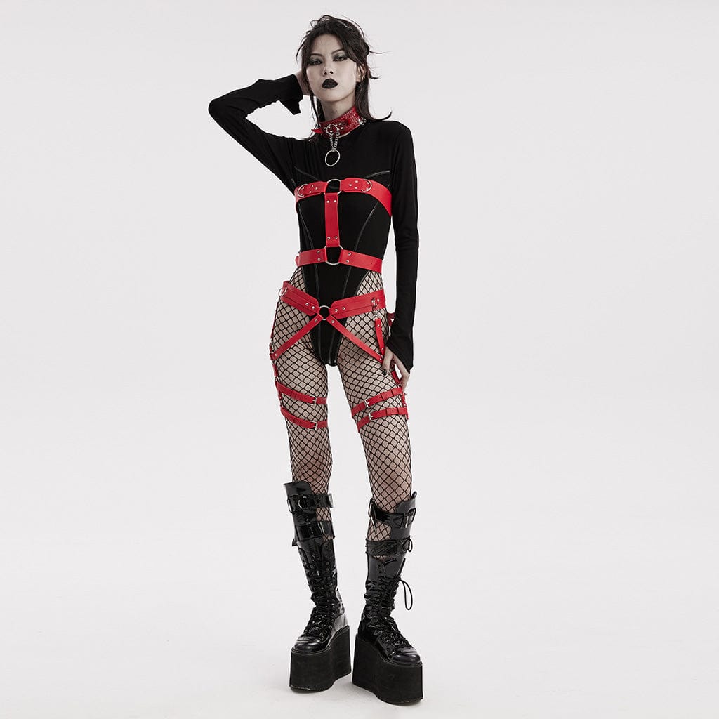Punk-Taillen- und Beingeschirr aus Kunstleder für Damen - Gothic Shop