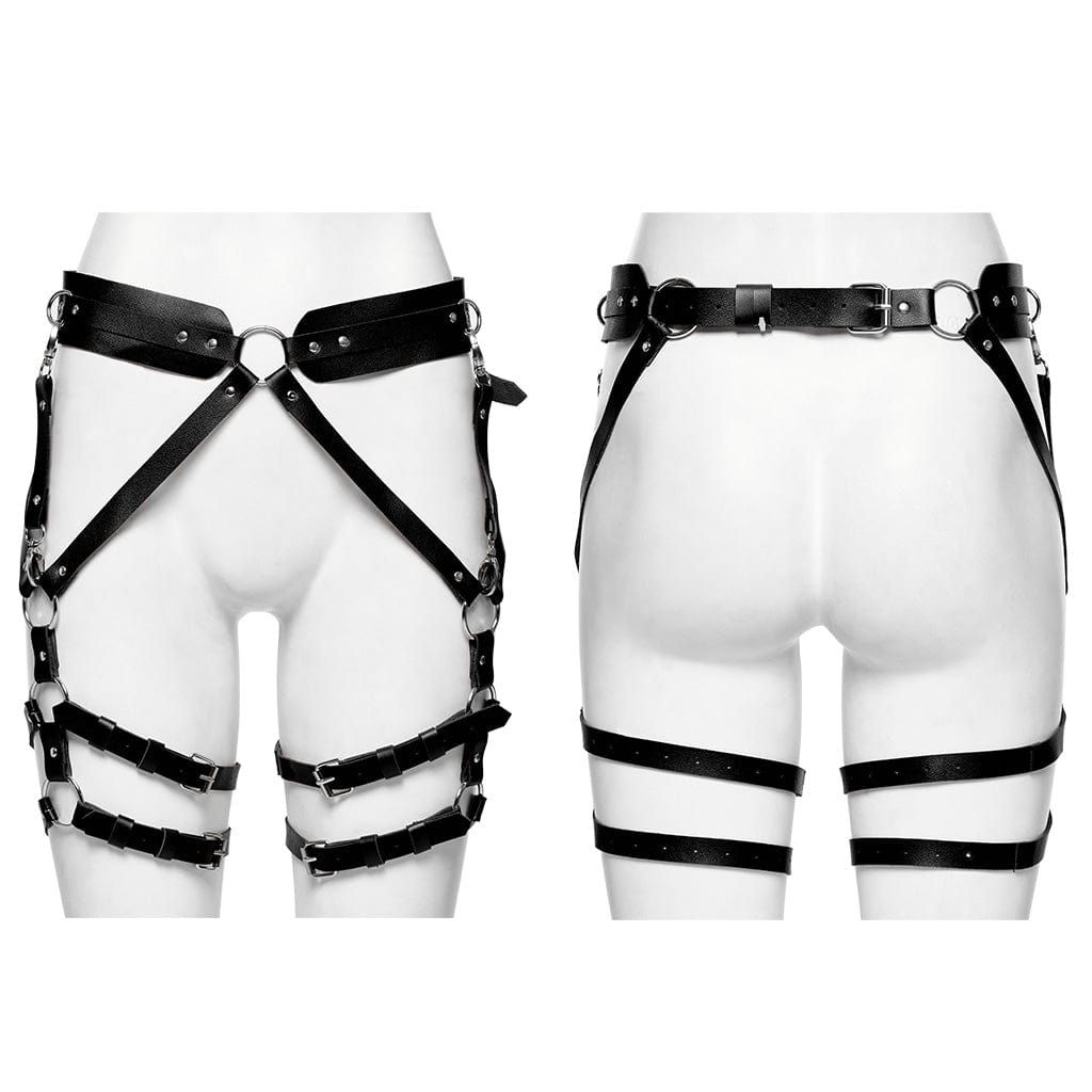 Punk-Taillen- und Beingeschirr aus Kunstleder für Damen - Gothic Shop