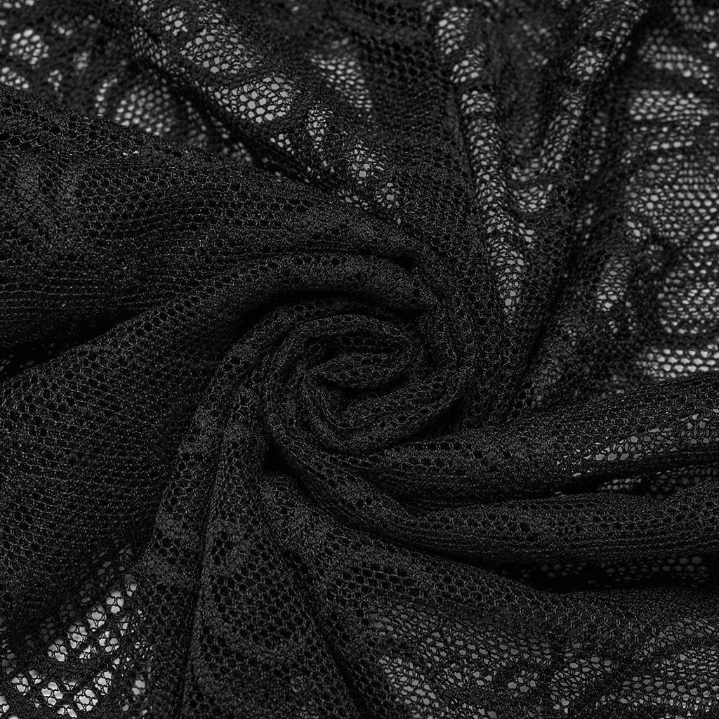 Damen-Punk-Shirt mit durchsichtigem Netzstoff und langen Ärmeln - Gothic Shop