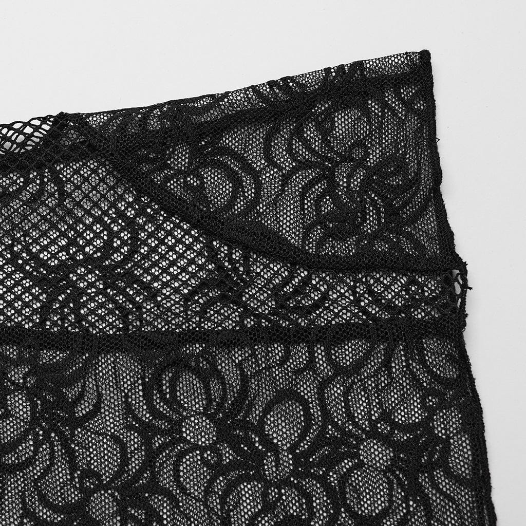 Damen-Punk-Shirt mit durchsichtigem Netzstoff und langen Ärmeln - Gothic Shop