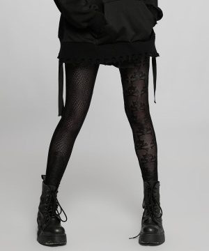 Punk-Skull-Mesh-Leggings für Damen - Gothic Shop