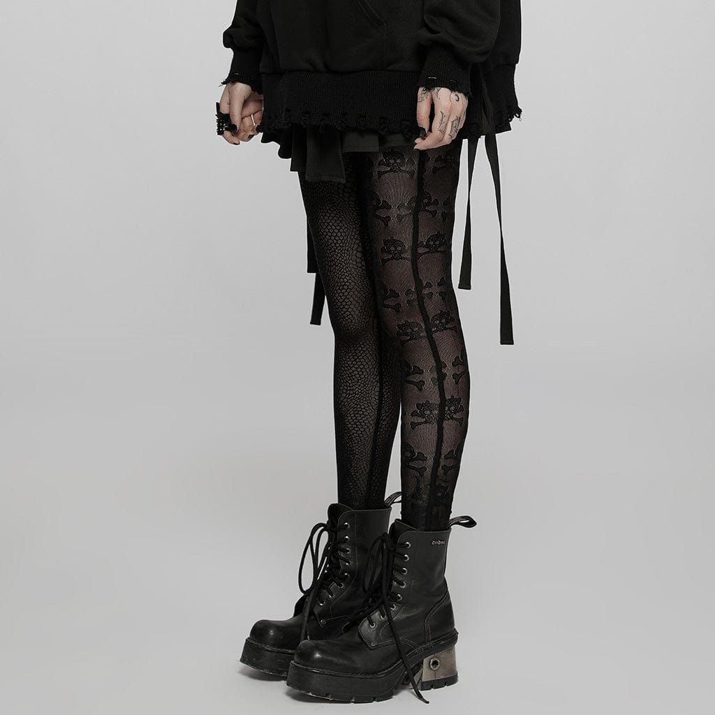 Punk-Skull-Mesh-Leggings für Damen - Gothic Shop
