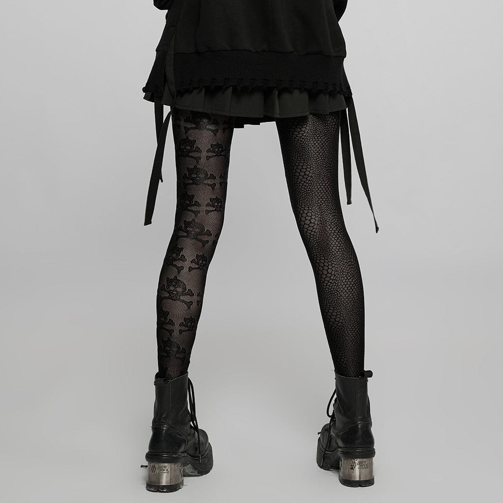 Punk-Skull-Mesh-Leggings für Damen - Gothic Shop
