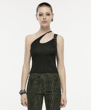 Punk-Tanktop mit Slash-Schulter-Schnalle für Damen - Gothic Shop