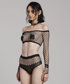 Punk-DessoSet mit schmaler Passform und Netzstoff für Damen - Gothic Shop