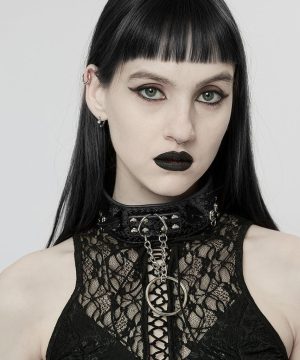 Damen-Halskette aus Punk-Schlangenleder-Kunstleder mit Kette - Gothic Shop