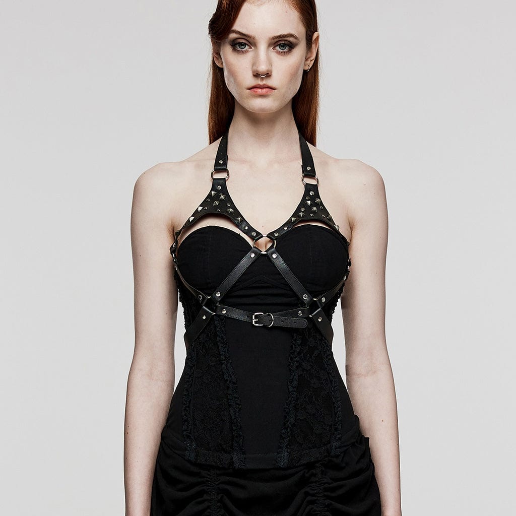 Damen-Körpergeschirr mit Punk-Nieten - Gothic Shop