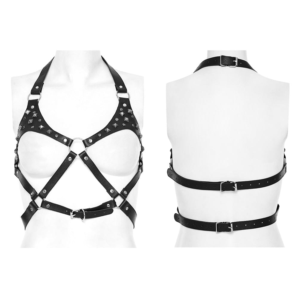 Damen-Körpergeschirr mit Punk-Nieten - Gothic Shop