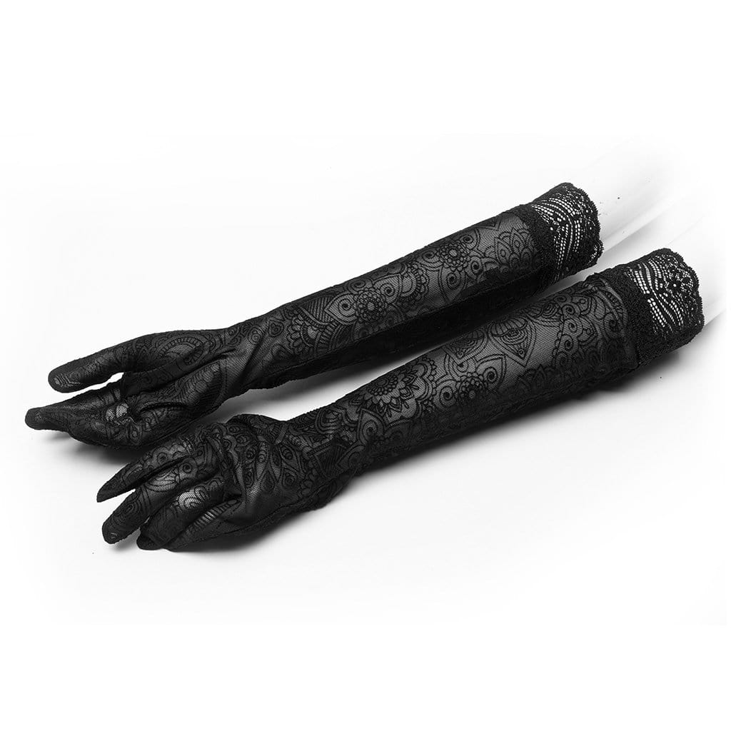 Lange Handschuhe mit Vintage-Blumenspitze für Damen - Gothic Shop