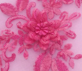 Gothic 3D Pailletten-Spitze mit Blumenstickerei – Schwarz Rot – Bild 20