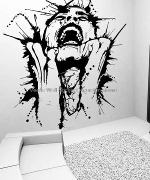 Gothic Wandsticker mit schreiender Frau Splash Design
