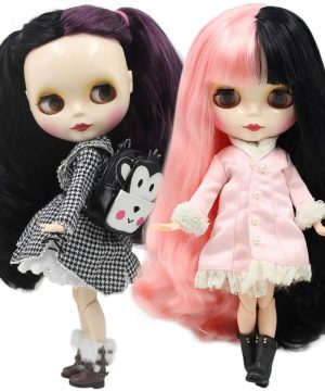 Gothic Blythe Puppe mit Yin-Yang Frisur & heller Haut