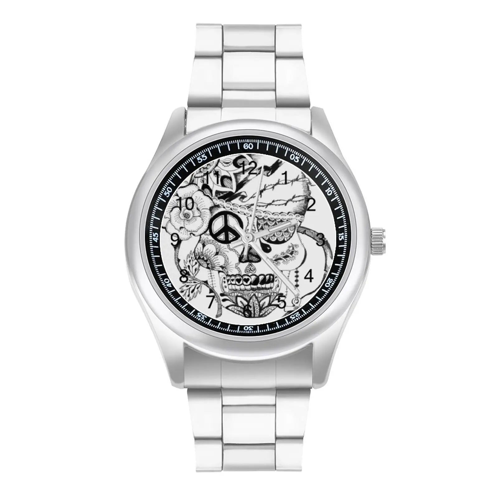 Gothic Fitness Armbanduhr mit Totenkopf Design für Damen