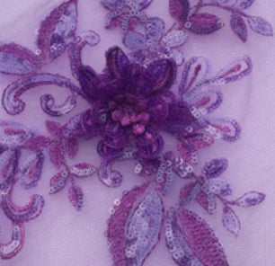 Gothic 3D Pailletten-Spitze mit Blumenstickerei – Schwarz Rot – Bild 7