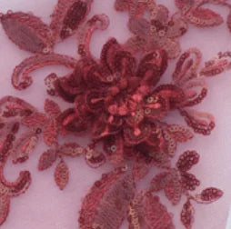 Gothic 3D Pailletten-Spitze mit Blumenstickerei – Schwarz Rot – Bild 13