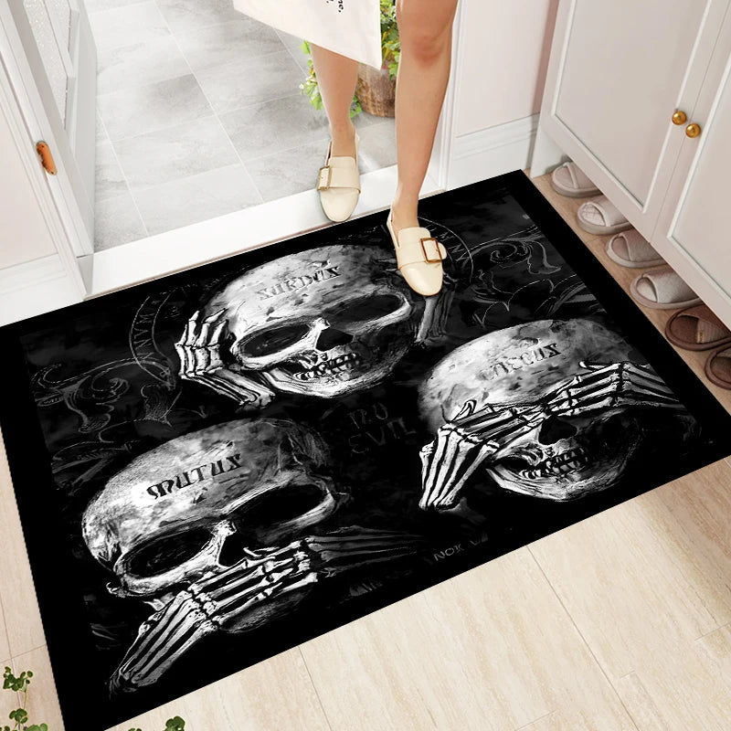 Gothic Skull Kunstteppich rutschfest für Wohnzimmer