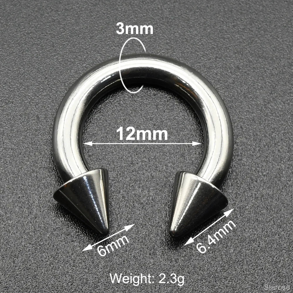 Gothic Edelstahl Piercing Ring für Septum & Brust 0G 00G – Bild 15