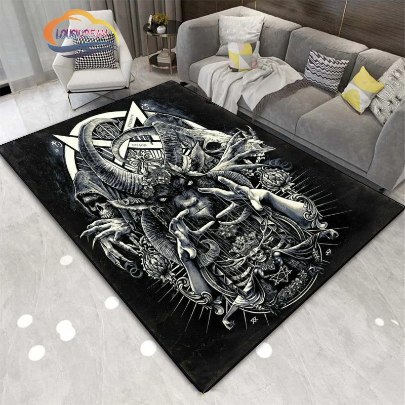 Gothic Teppich mit satanischem Schädel & Pentagramm Design – Bild 5