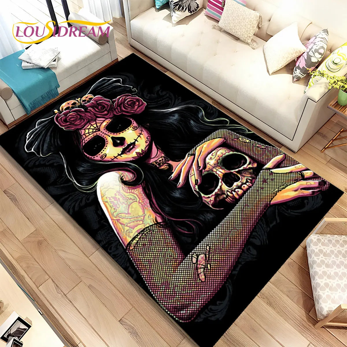 Gothic Horror Totenkopf Teppich für Wohnzimmer & Sofa – Bild 15