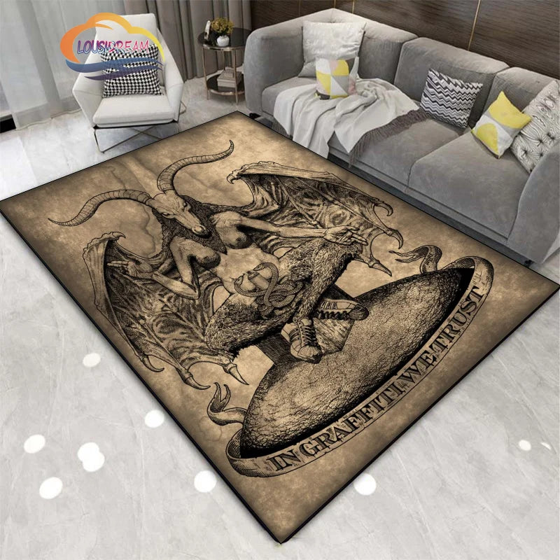 Gothic Teppich mit satanischem Schädel & Pentagramm Design – Bild 19