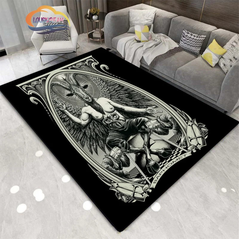 Gothic Teppich mit satanischem Schädel & Pentagramm Design – Bild 20