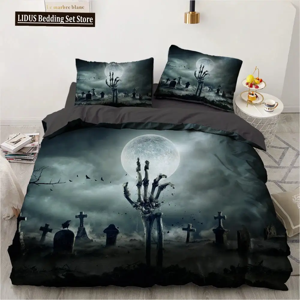 Gothic 3d Totenkopf Bettwaesche Set Mit Daemonenmotiv