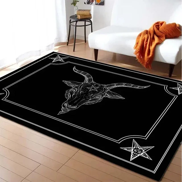 Gothic Badteppich mit Satan Ziege – Weiche Wohnzimmermatte – Bild 2