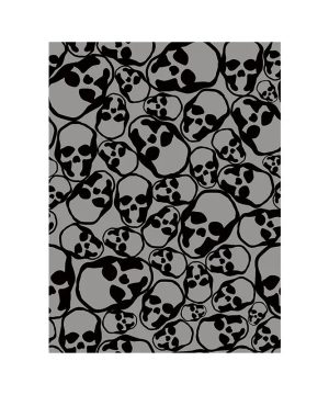 Gothic Totenkopf Blumen Tapete Abziehbar Schwarz/Weiß