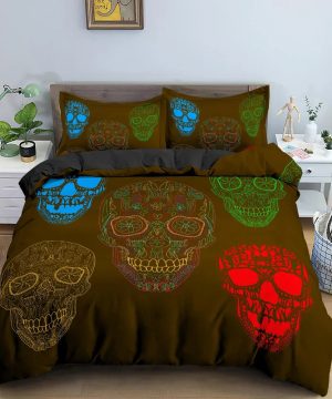 Gothic 3d Bettwaesche Set Mit Totenkopf Druck 2 3 Teilig