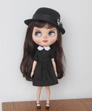 Gothic Kleid & Hut für Blythe OB24 Azone 1/6 Puppen