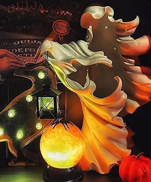Gothic Halloween Hexe Statue Mit Laterne Dekofigur