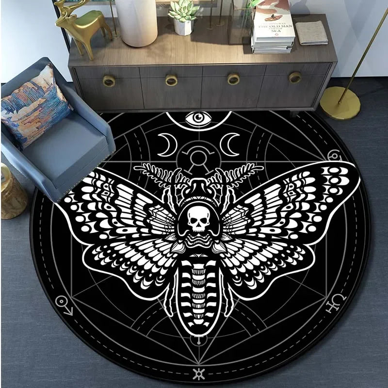 Gothic Totenkopf & Death Moth Teppich für Wohnzimmer – Bild 6