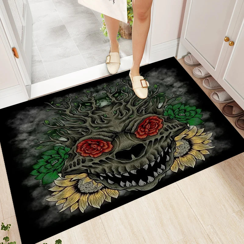 Gothic Skull Kunstteppich rutschfest für Wohnzimmer – Bild 5