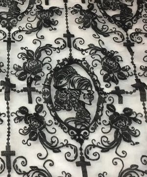 Gothic Spitzenstoff Schwarz Fuer Diy Haute Couture Projekte Unisex