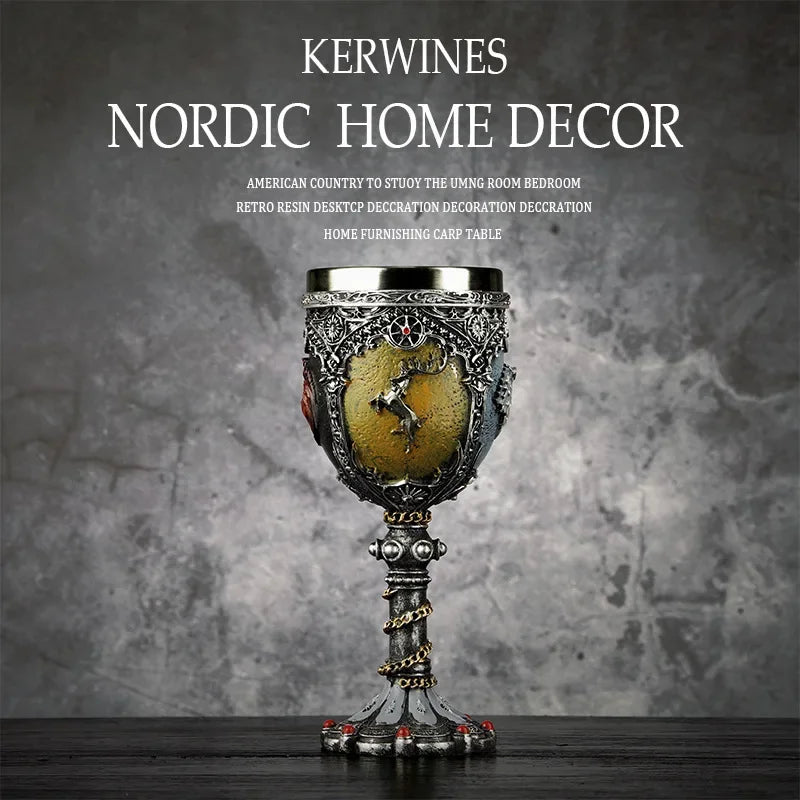 Gothic Viking Becher aus Edelstahl und Harz, 3D Design