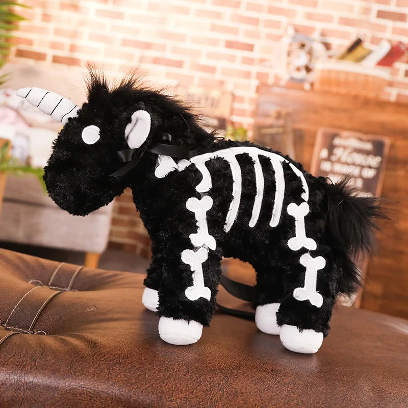 Gothic Plüsch Einhorn Rucksack – Skelettpferd 40CM Tasche – Bild 8