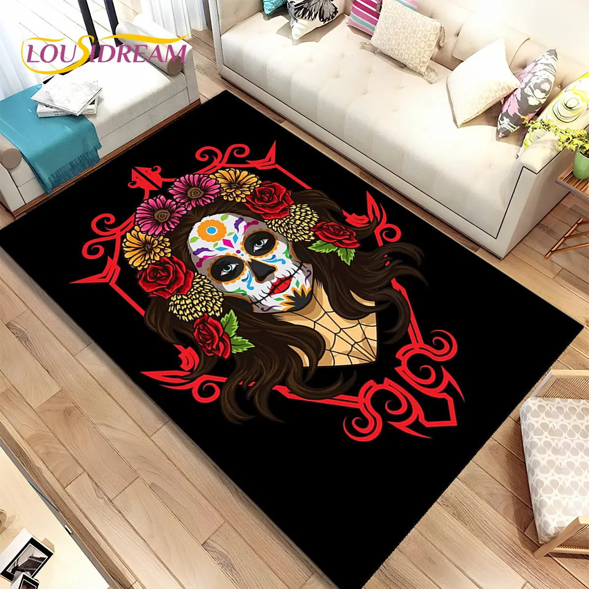 Gothic Horror Totenkopf Teppich für Wohnzimmer & Sofa – Bild 29