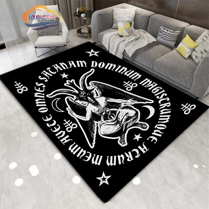 Gothic Teppich mit satanischem Schädel & Pentagramm Design – Bild 21