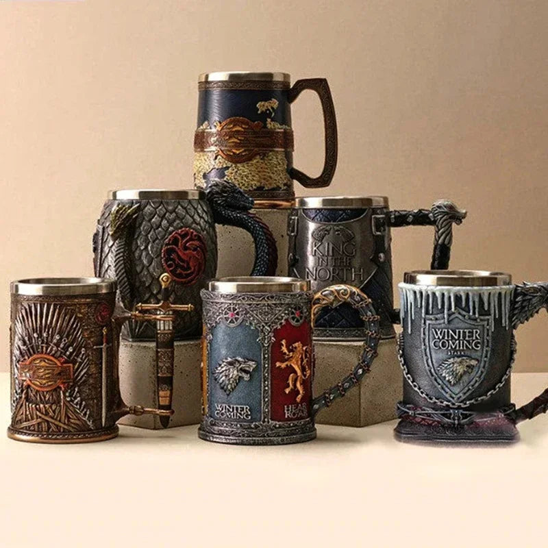 Gothic Schädel Bierkrug aus Edelstahl und Harz, 600ml – Bild 2