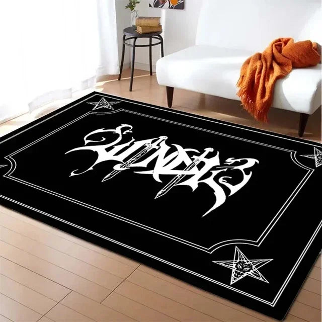 Gothic Badteppich mit Satan Ziege – Weiche Wohnzimmermatte – Bild 5
