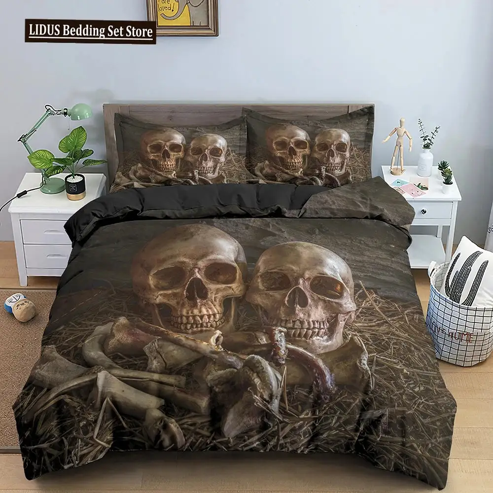 Gothic 3d Totenkopf Bettwaesche Set Mit Daemonenmotiv
