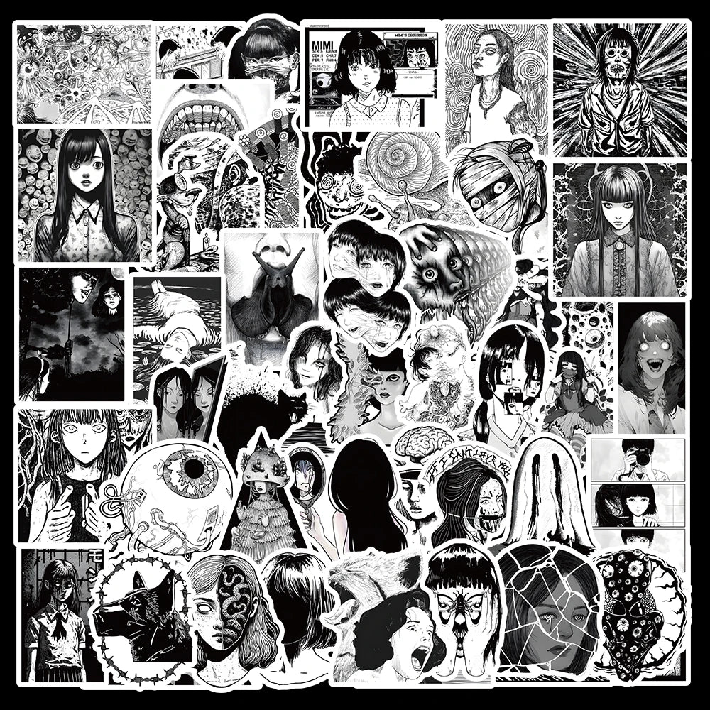 50-teiliges Gothic Horror Anime Sticker Set zur Deko