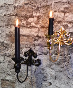 Gothic Wandkerzenhalter in Gold-Schwarz für Deko innen