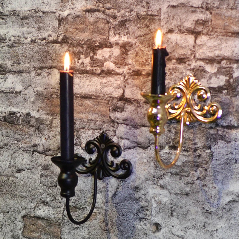 Gothic Wandkerzenhalter in Gold-Schwarz für Deko innen