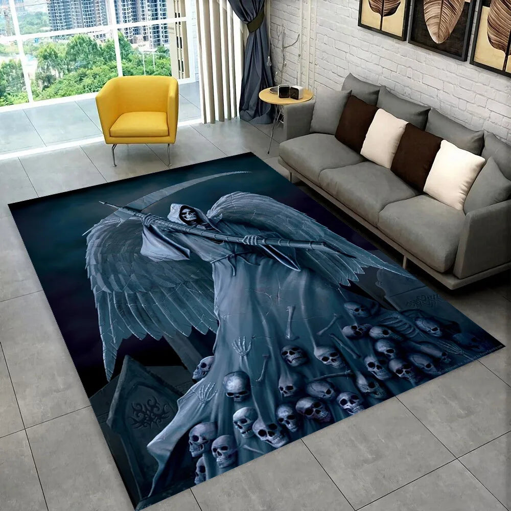 Gothic Totenkopf Teppich – Rutschfeste Grusel-Deko Matte – Bild 6