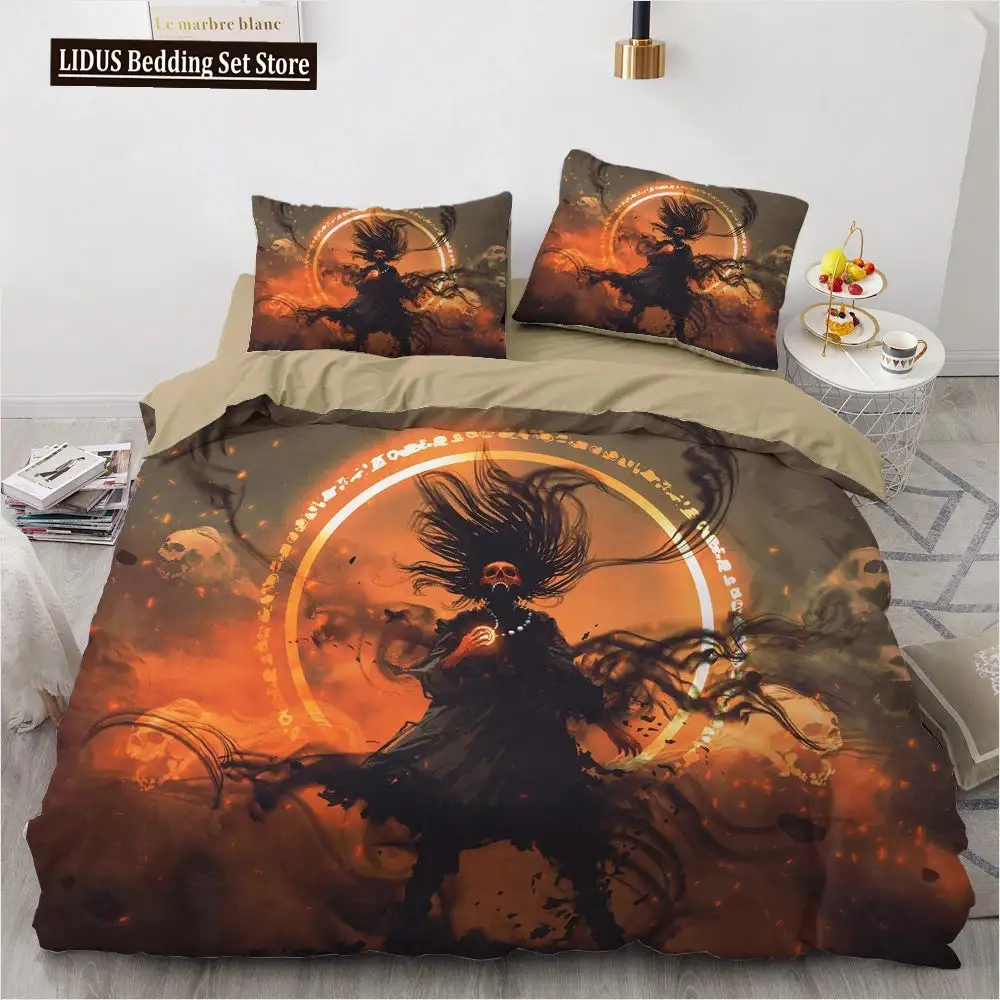 Gothic 3d Totenkopf Bettwaesche Set Mit Daemonenmotiv